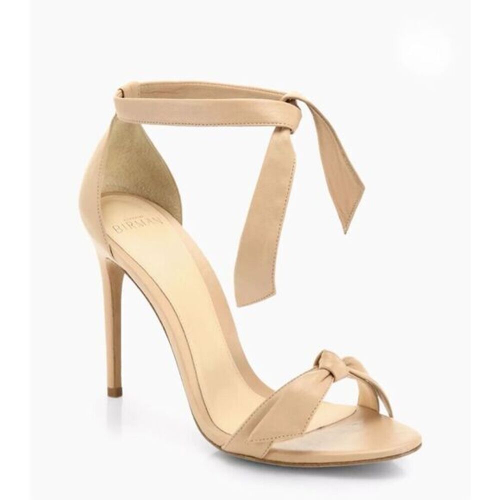 Alexandre Birman Womens Clarita Knotted Bow Tie Leather Heel Sandals Beige Sz 39